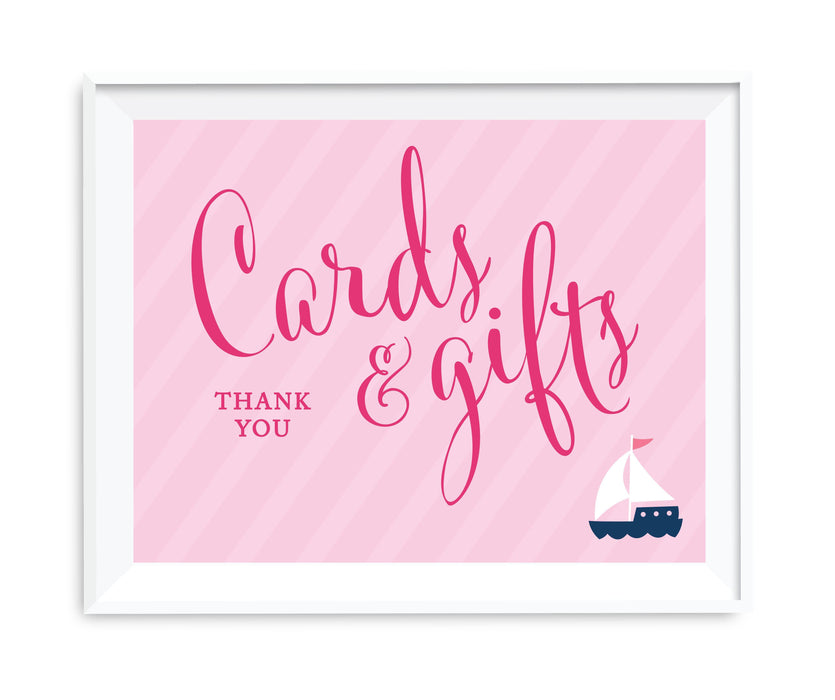 Pink Girl Nautical Baby Shower Party Signs-Set of 1-Andaz Press-Thank You For Celebrating With Us!-