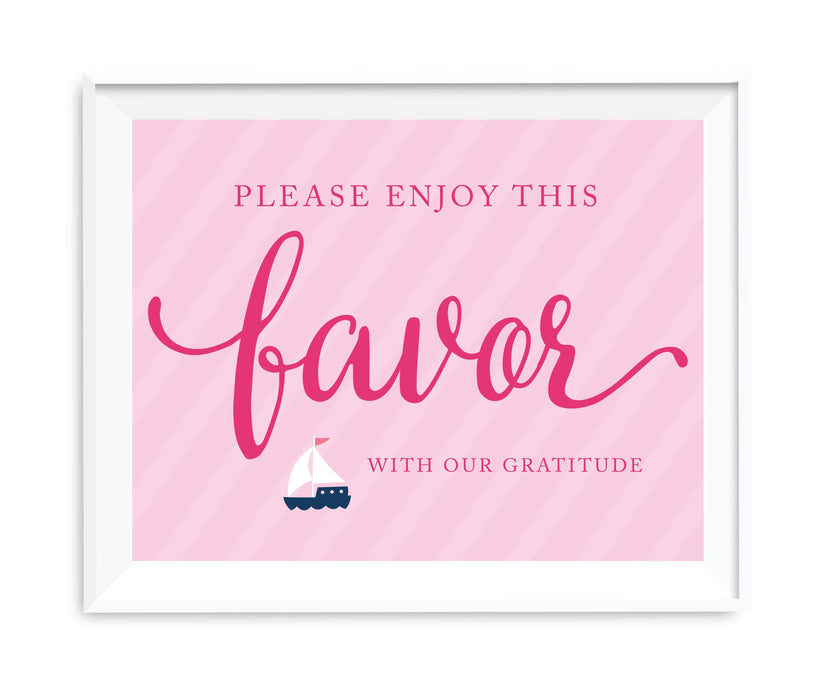 Pink Girl Nautical Baby Shower Party Signs-Set of 1-Andaz Press-Thank You For Celebrating With Us!-