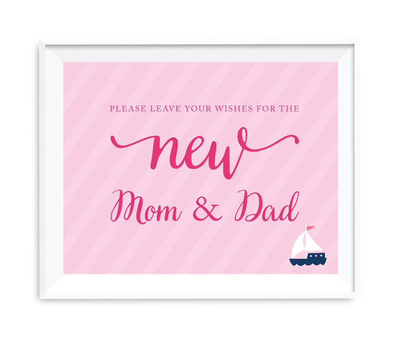 Pink Girl Nautical Baby Shower Party Signs-Set of 1-Andaz Press-Thank You For Celebrating With Us!-