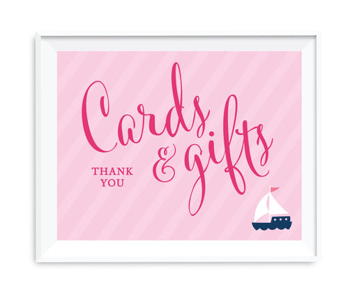 Pink Girl Nautical Baby Shower Party Signs-Set of 1-Andaz Press-Cards & Gifts-