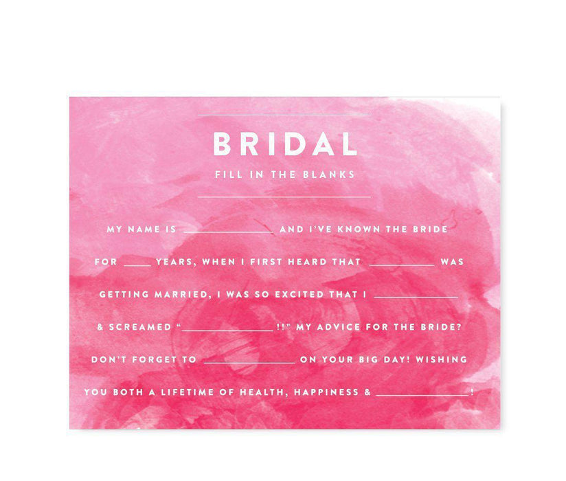 Pink Watercolor Wedding Bridal Shower Game Cards-Set of 20-Andaz Press-What's In Your Purse?-