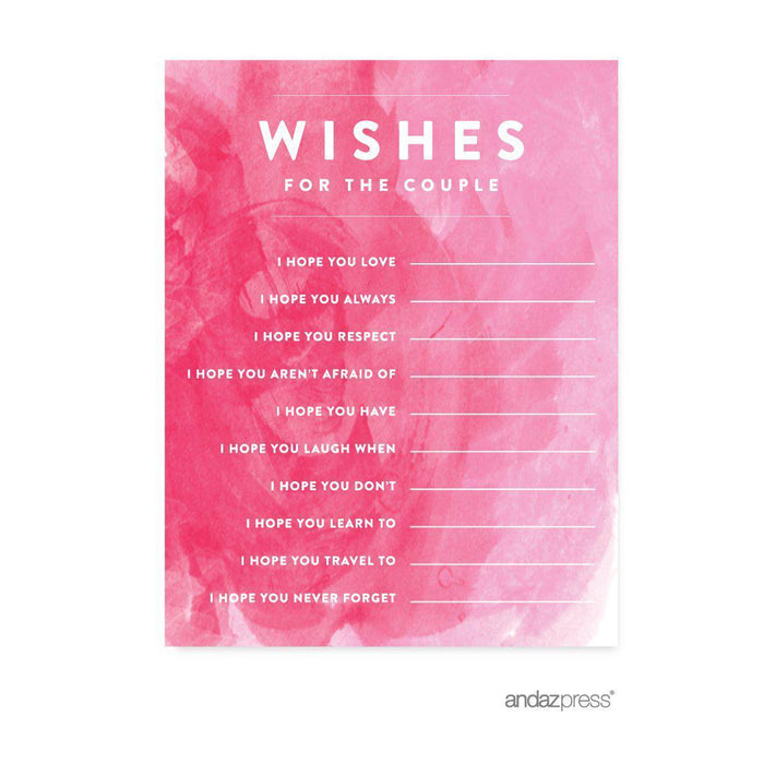 Pink Watercolor Wedding Cards Guest Book Alternative-Set of 20-Andaz Press-Fill-In-The-Blank - Newlyweds-