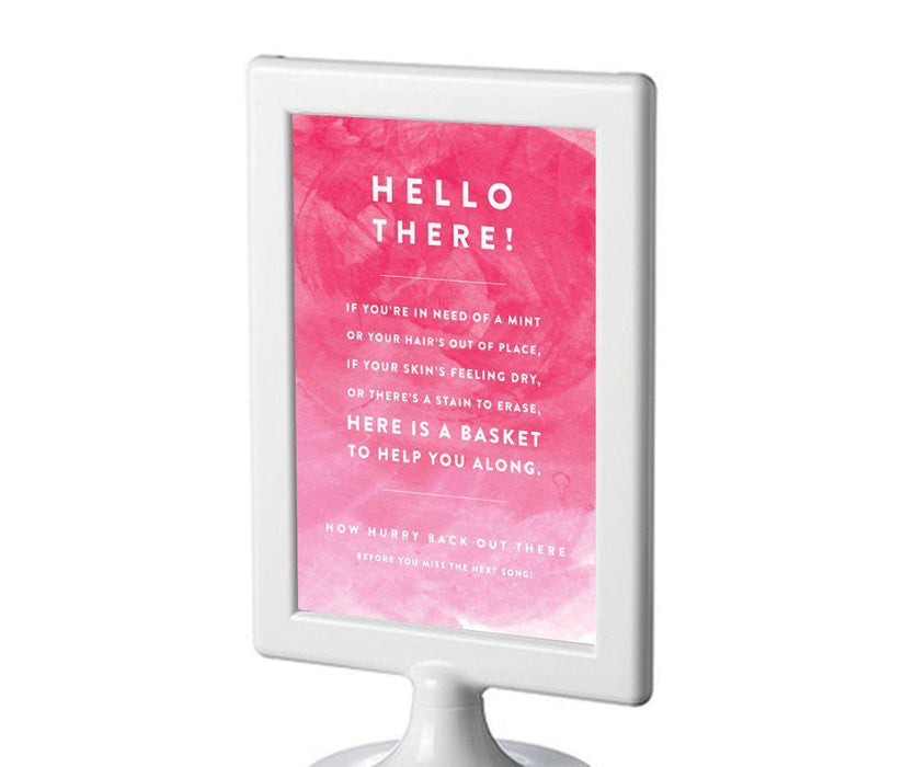 Pink Watercolor Wedding Framed Party Signs-Set of 1-Andaz Press-Bathroom Basket-