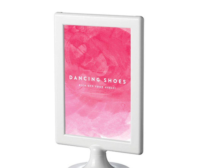 Pink Watercolor Wedding Framed Party Signs-Set of 1-Andaz Press-Dancing Shoes - Kick Off Your Heels-