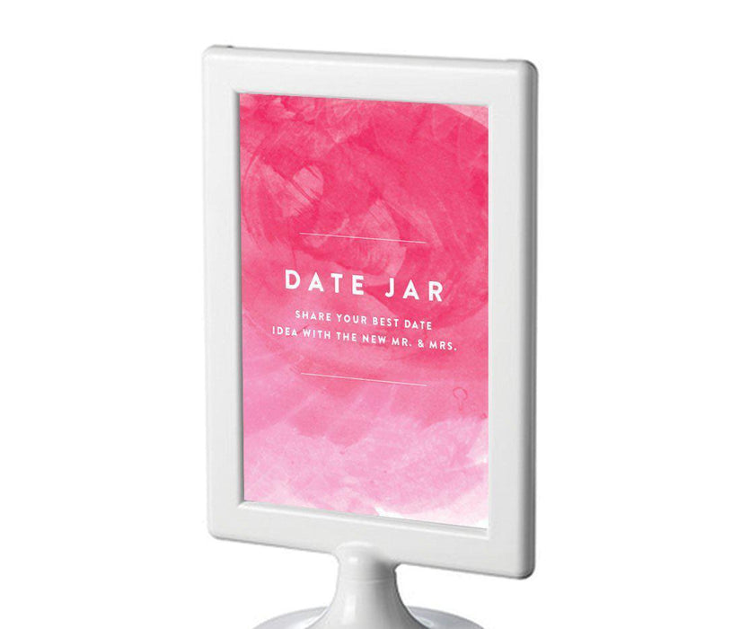 Pink Watercolor Wedding Framed Party Signs-Set of 1-Andaz Press-Date Jar - Share Best Date Idea-