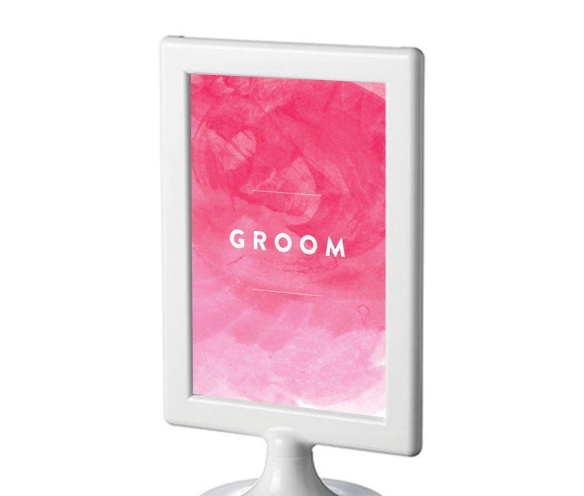 Pink Watercolor Wedding Framed Party Signs-Set of 1-Andaz Press-Groom-