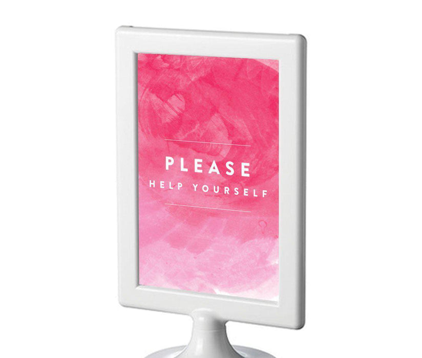 Pink Watercolor Wedding Framed Party Signs-Set of 1-Andaz Press-Please Help Yourself-