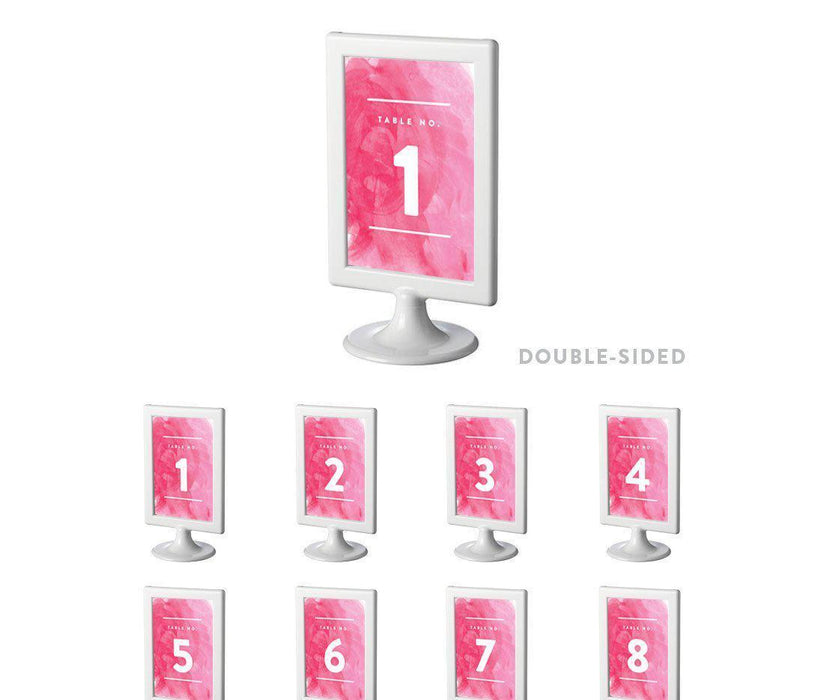 Pink Watercolor Wedding Framed Table Numbers-Set of 8-Andaz Press-1-8-