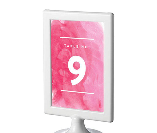Pink Watercolor Wedding Framed Table Numbers-Set of 8-Andaz Press-1-8-
