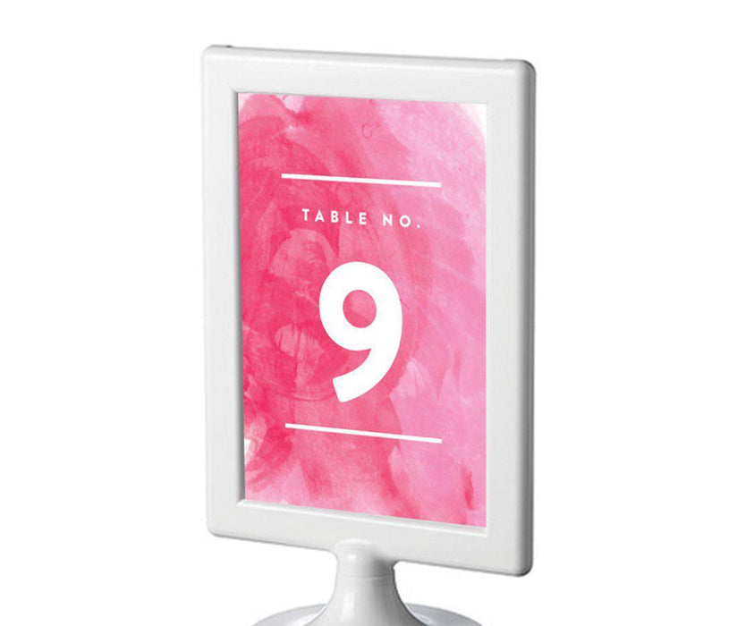 Pink Watercolor Wedding Framed Table Numbers-Set of 8-Andaz Press-1-8-