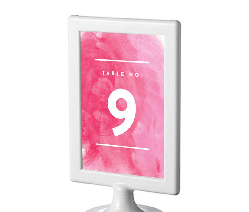 Pink Watercolor Wedding Framed Table Numbers-Set of 8-Andaz Press-9-16-