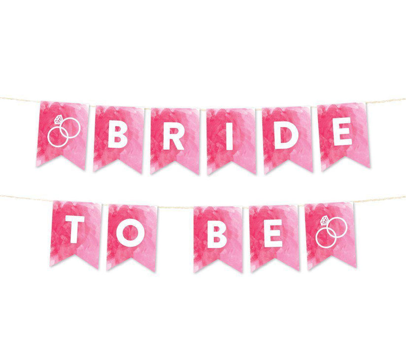 Pink Watercolor Wedding Hanging Pennant Party Banner with String-Set of 1-Andaz Press-Bride To Be-