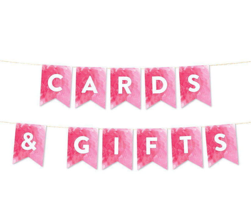 Pink Watercolor Wedding Hanging Pennant Party Banner with String-Set of 1-Andaz Press-Cards & Gifts-