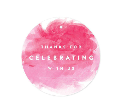 Pink Watercolor Wedding Round Circle Gift Tags-Set of 24-Andaz Press-