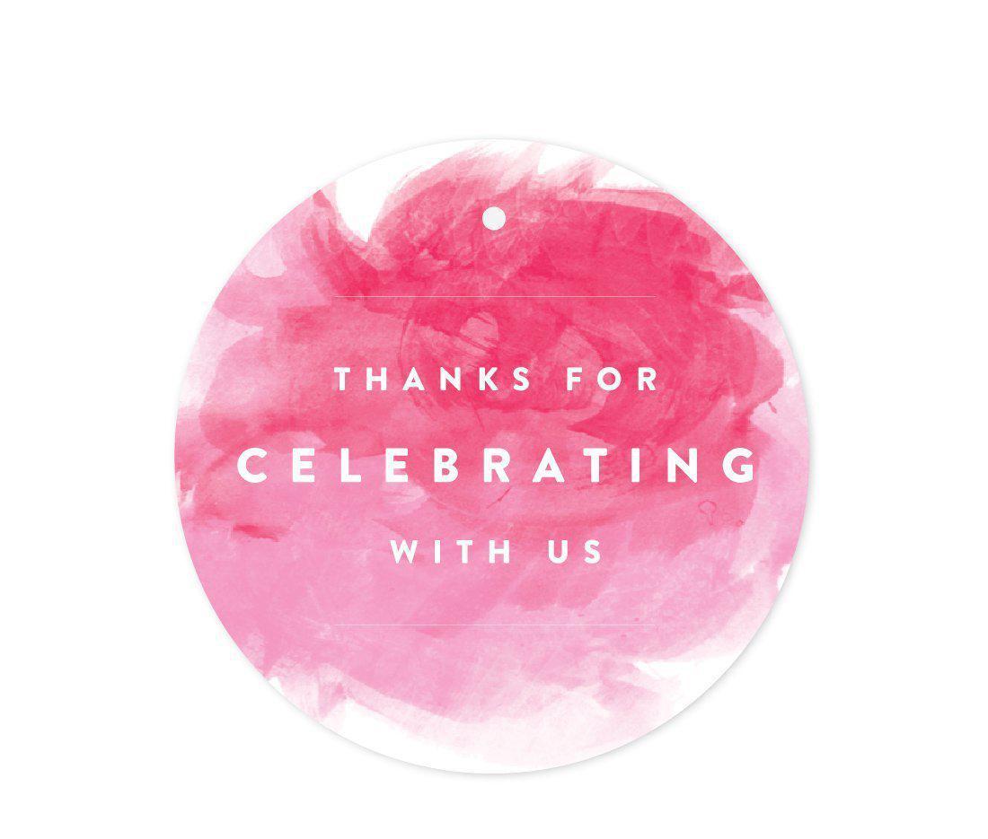 Pink Watercolor Wedding Round Circle Gift Tags-Set of 24-Andaz Press-