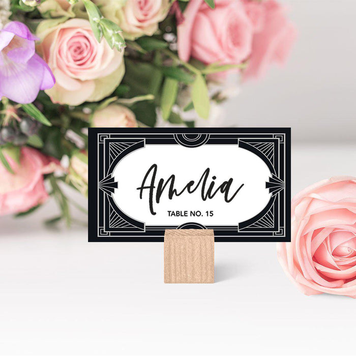 Place Cards for Wedding Party Tables, Seating Name Place Cards, Wedding Decorations Design 1-Set of 60-Andaz Press-Art Deco-