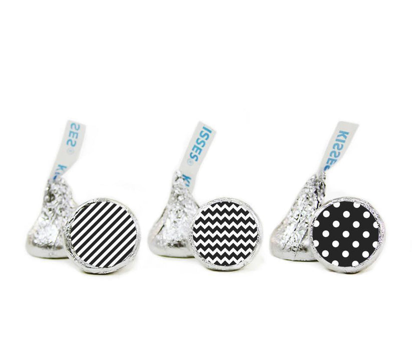 Polka Dots, Stripes, Chevron Hershey's Kisses Stickers-Set of 216-Andaz Press-Black-