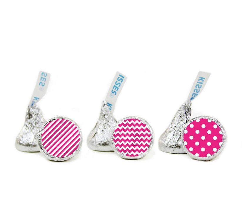 Polka Dots, Stripes, Chevron Hershey's Kisses Stickers-Set of 216-Andaz Press-Fuchsia-