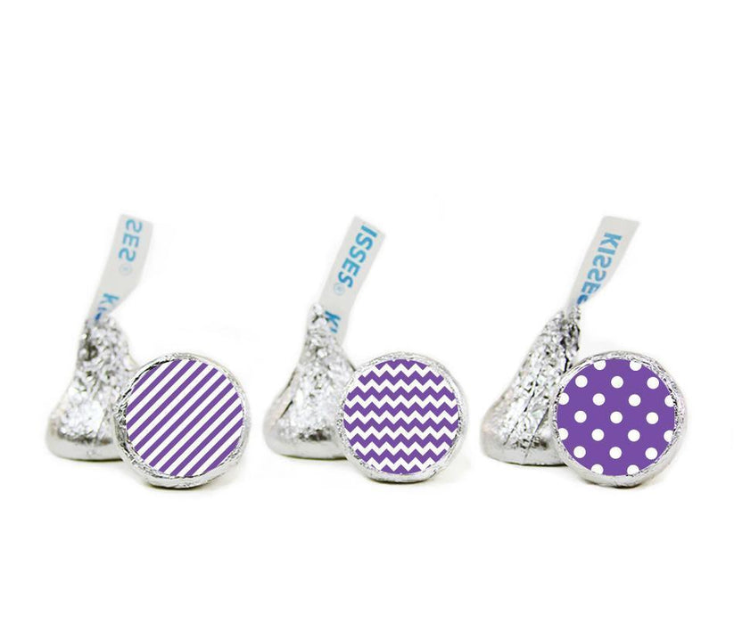 Polka Dots, Stripes, Chevron Hershey's Kisses Stickers-Set of 216-Andaz Press-Purple-