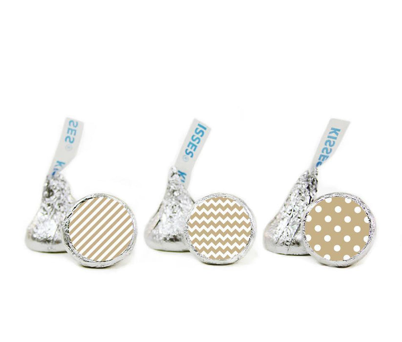 Polka Dots, Stripes, Chevron Hershey's Kisses Stickers-Set of 216-Andaz Press-Tan-