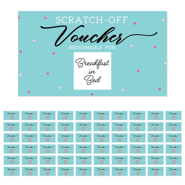 Pre-Printed DIY Scratch-Off Vouchers Couples Date Cards, Valentine's Day Love Coupons-Set of 60-Andaz Press-Polka Dots-