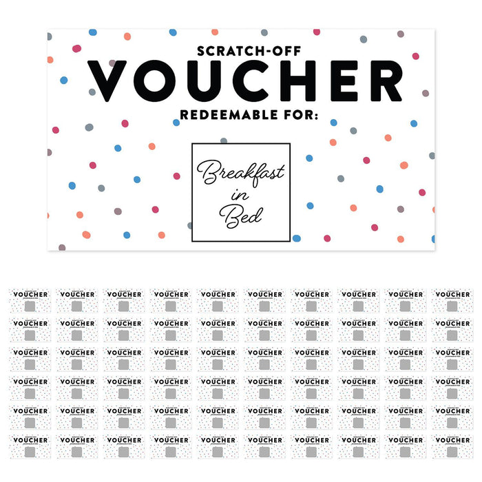Pre-Printed DIY Scratch-Off Vouchers Couples Date Cards, Valentine's Day Love Coupons-Set of 60-Andaz Press-Polka Dots-