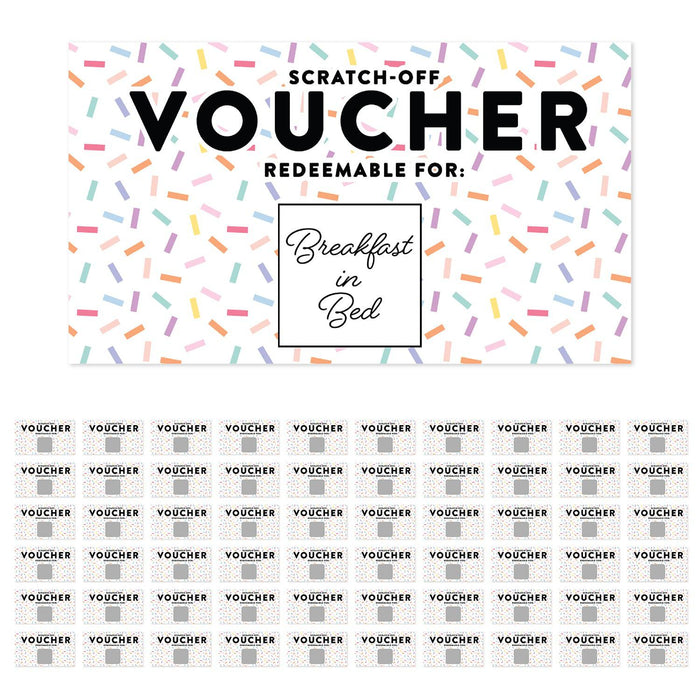 Pre-Printed DIY Scratch-Off Vouchers Couples Date Cards, Valentine's Day Love Coupons-Set of 60-Andaz Press-Polka Dots-