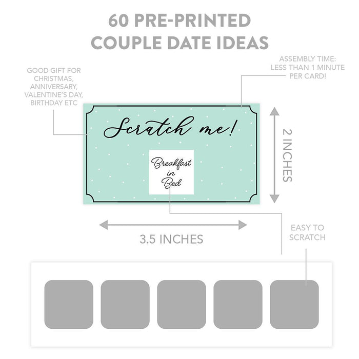 Pre-Printed DIY Scratch-Off Vouchers Couples Date Cards, Valentine's Day Love Coupons-Set of 60-Andaz Press-Polka Dots-