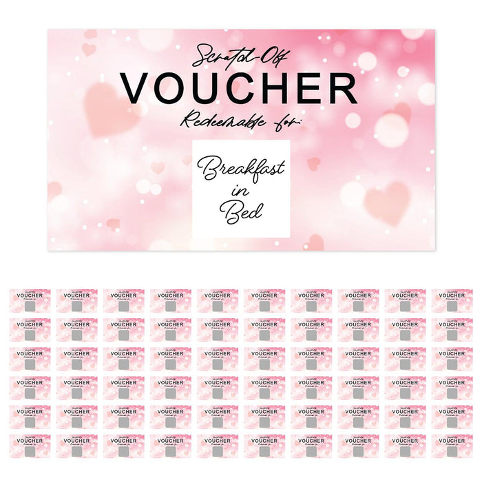 Pre-Printed DIY Scratch-Off Vouchers Couples Date Cards, Valentine's Day Love Coupons-Set of 60-Andaz Press-Blurred Hearts-
