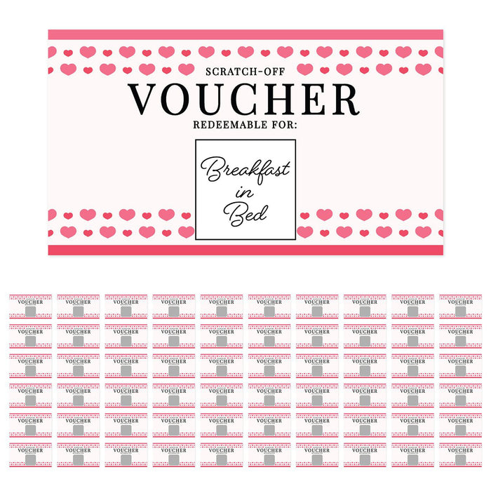Pre-Printed DIY Scratch-Off Vouchers Couples Date Cards, Valentine's Day Love Coupons-Set of 60-Andaz Press-Heart Border-