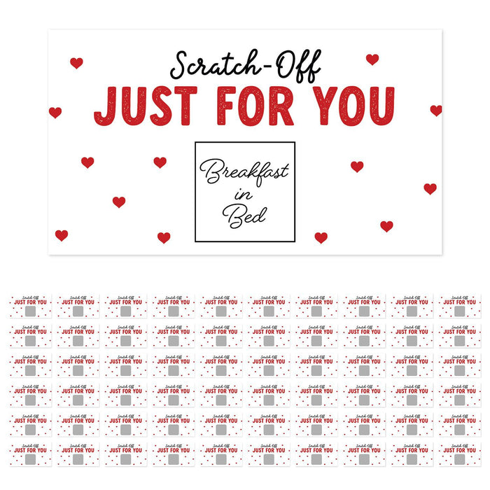 Pre-Printed DIY Scratch-Off Vouchers Couples Date Cards, Valentine's Day Love Coupons-Set of 60-Andaz Press-Just For You Hearts-