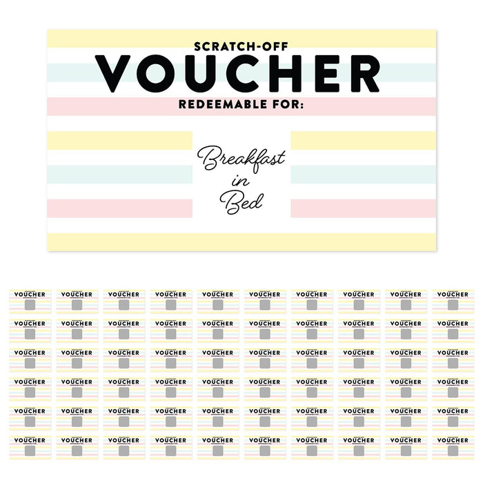 Pre-Printed DIY Scratch-Off Vouchers Couples Date Cards, Valentine's Day Love Coupons-Set of 60-Andaz Press-Pastel Stripes-