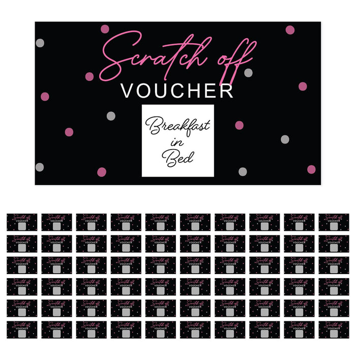 Pre-Printed DIY Scratch-Off Vouchers Couples Date Cards, Valentine's Day Love Coupons-Set of 60-Andaz Press-Pink & Gray Polka Dots-