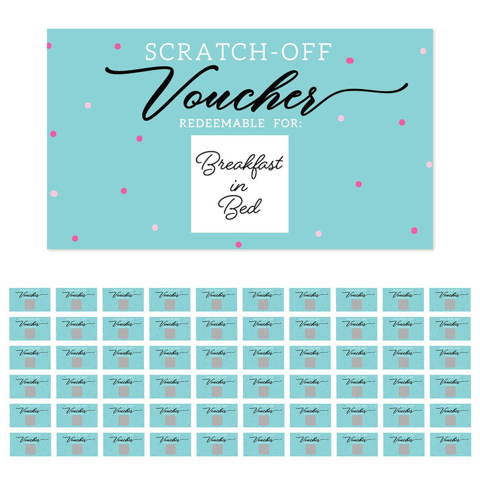 Pre-Printed DIY Scratch-Off Vouchers Couples Date Cards, Valentine's Day Love Coupons-Set of 60-Andaz Press-Pink Polka Dots-
