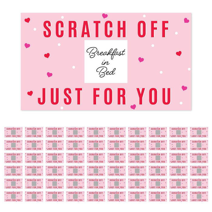 Pre-Printed DIY Scratch-Off Vouchers Couples Date Cards, Valentine's Day Love Coupons-Set of 60-Andaz Press-Pink & Red Hearts-