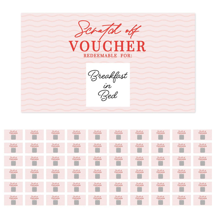 Pre-Printed DIY Scratch-Off Vouchers Couples Date Cards, Valentine's Day Love Coupons-Set of 60-Andaz Press-Pink Waves-