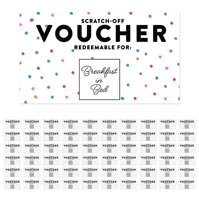 Pre-Printed DIY Scratch-Off Vouchers Couples Date Cards, Valentine's Day Love Coupons-Set of 60-Andaz Press-Rainbow Polka Dots-