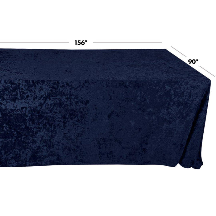 Navy Blue 90 x 156 Inch Rectangular Crushed Velvet Table Cloth