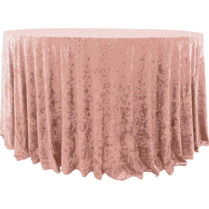 Premium Crushed Velvet Round Tablecloth, 120 Inches-Set of 1-Koyal Wholesale-Blush Pink-
