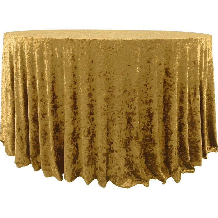 Premium Crushed Velvet Round Tablecloth, 120 Inches-Set of 1-Koyal Wholesale-Gold-