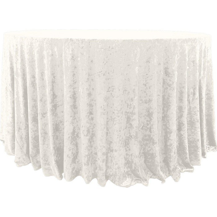 Premium Crushed Velvet Round Tablecloth, 120 Inches-Set of 1-Koyal Wholesale-Ivory-
