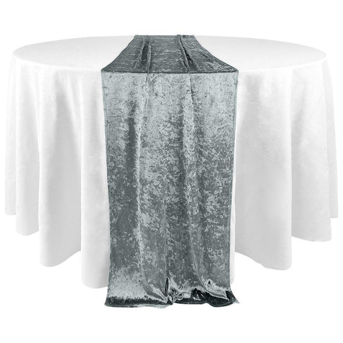 Premium Crushed Velvet Table Runner, 12 x 108 inch-Set of 1-Koyal Wholesale-Gray-