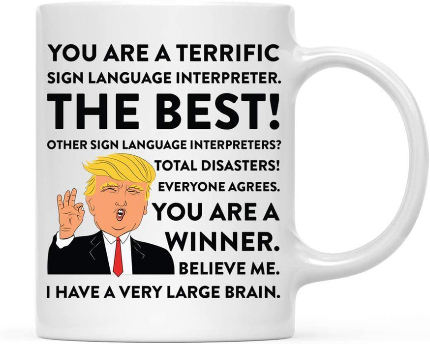 President Donald Trump Terrific Career Ceramic Coffee Mug Collection 3-Set of 1-Andaz Press-Sign Language Interpreter-