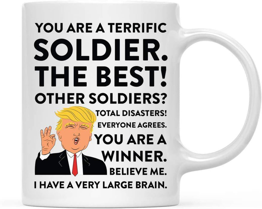 President Donald Trump Terrific Career Ceramic Coffee Mug Collection 3-Set of 1-Andaz Press-Soldier-
