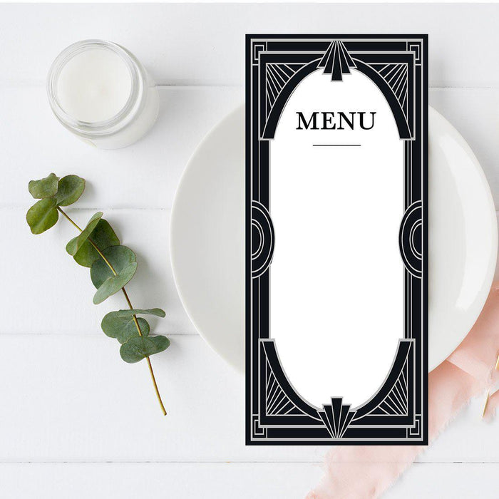 Printable Wedding Paper Menu Cards for DIY Printer for Dinner Table Place Settings Design 1-Set of 52-Andaz Press-Art Deco-