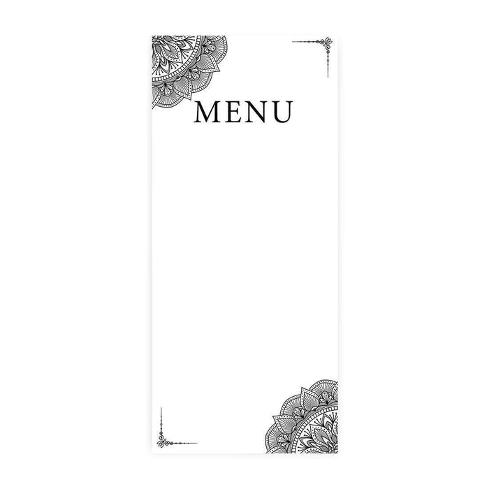 Printable Wedding Paper Menu Cards for DIY Printer for Dinner Table Place Settings Design 1-Set of 52-Andaz Press-Black Elegant Ornate-