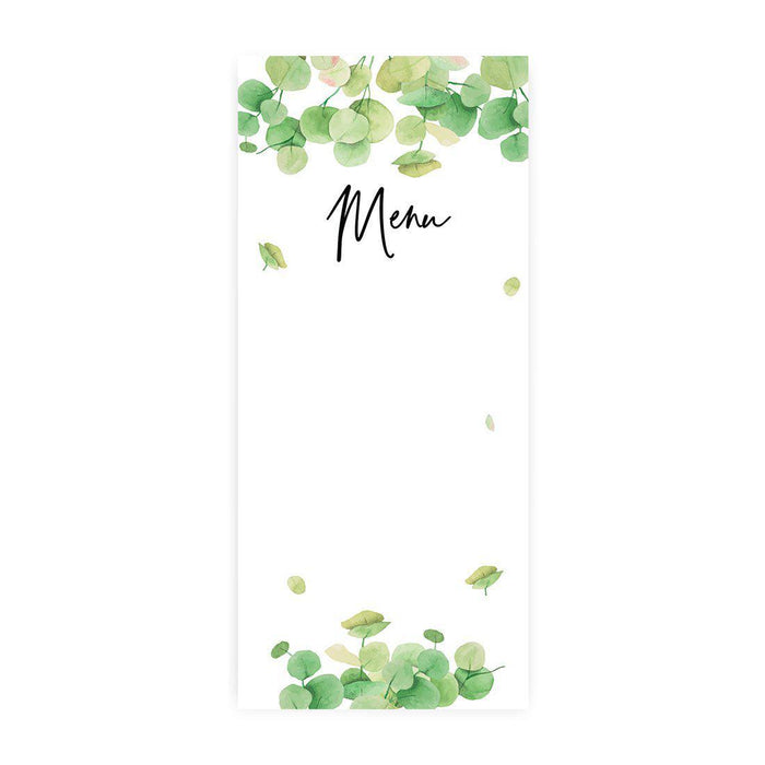 Printable Wedding Paper Menu Cards for DIY Printer for Dinner Table Place Settings Design 1-Set of 52-Andaz Press-Eucalyptus Greenery-