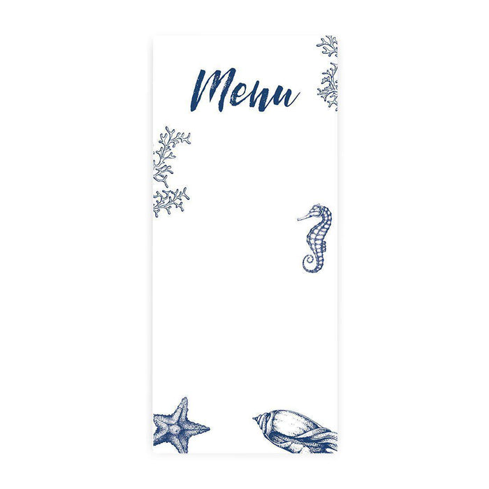 Printable Wedding Paper Menu Cards for DIY Printer for Dinner Table Place Settings Design 1-Set of 52-Andaz Press-Nautical Sea Life-