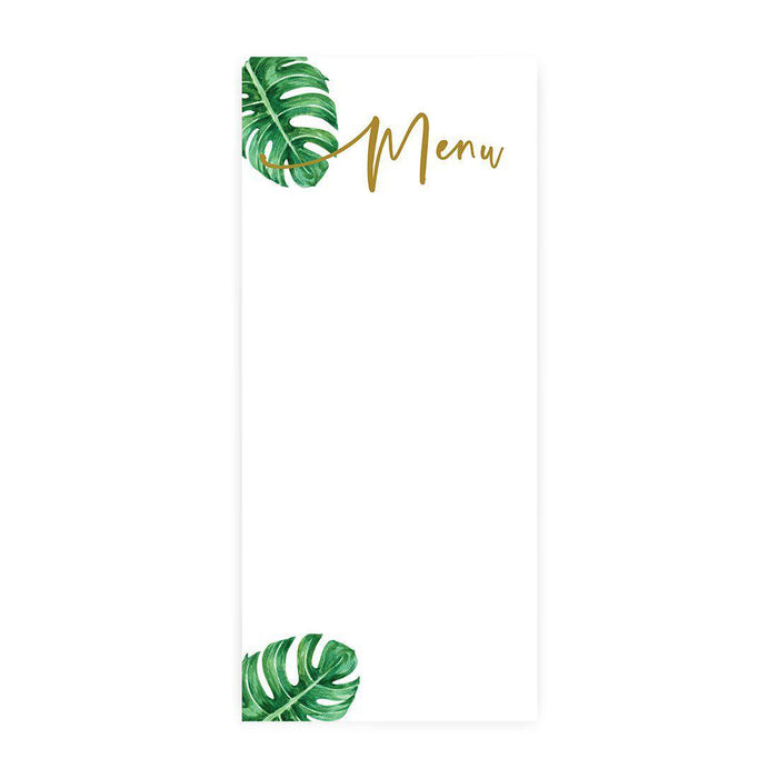 Printable Wedding Paper Menu Cards for DIY Printer for Dinner Table Place Settings Design 1-Set of 52-Andaz Press-Tropical Monstera Leaf-