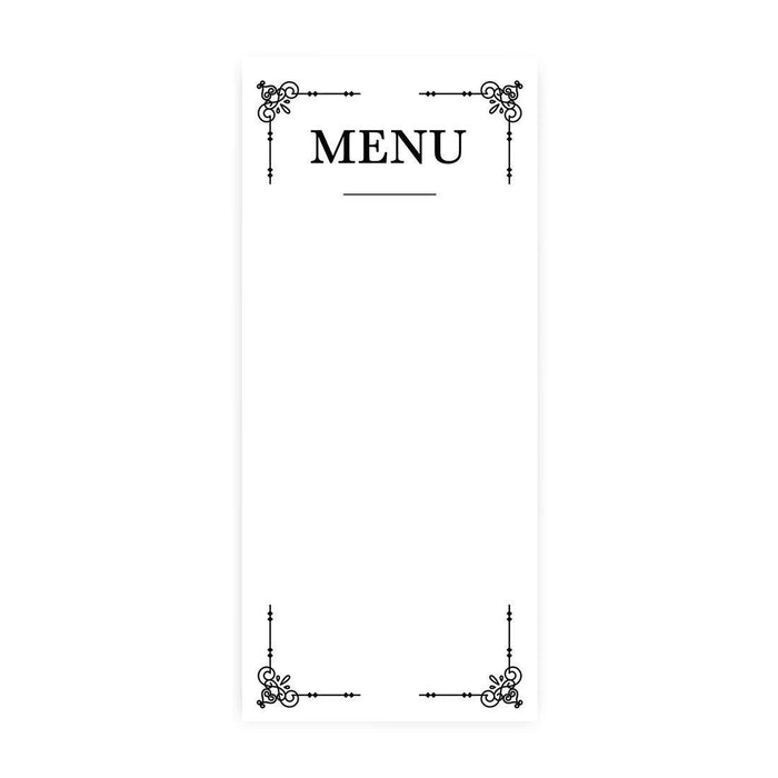Printable Wedding Paper Menu Cards for DIY Printer for Dinner Table Place Settings Design 2-Set of 52-Andaz Press-Black Art Deco-